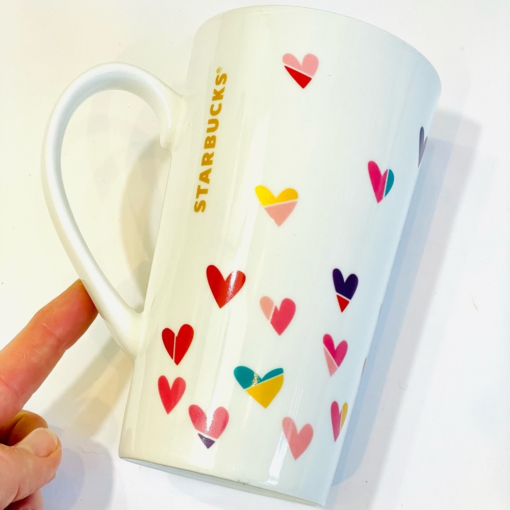Starbuck’s Heart Ceramic Travel Mug Valentine’s Day Hearts -Rare